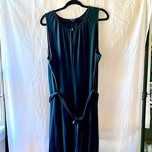 Lands End Navy cotton jersey maxi dress with belt 3x 24/26 excellent condition